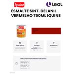 Tinta Esmalte Brilhante Delanil Madeiras e Metais 750ml Vermelho IQUINE 