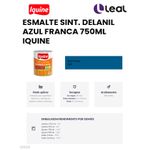 Tinta Esmalte Brilhante Delanil Madeiras e Metais 750ml Azul França