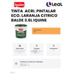 TINTA ACRÍLICA PINTALAR ECO. LARANJA CÍTRICO BALDE 3,6L IQUINE