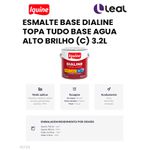 ESMALTE BASE DIALINE TOPA TUDO BASE AGUA ALTO BRILHO (C) 3,2L IQUINE