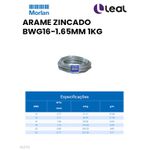 ARAME ZINCADO BWG16-1,65MM 1KG MORLAN (1024)