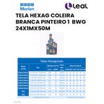 TELA HEXAG COLEIRA BRANCA PINTEIRO 1" BWG 24X1MX50M MORLAN (0985)