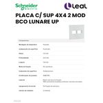 PLACA C/ SUP 4X4 2 MOD BCO LUNARE UP SCHNEIDER (S421420)