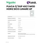 PLACA C/ SUP 4X2 1 MOD HORIZ BCO LUNARE UP SCHNEIDER (S421210)