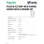 PLACA C/ SUP 4X2 2 MOD HORIZ BCO LUNARE UP SCHNEIDER (S421220)