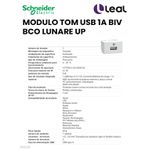 MODULO TOM USB 1A BIV BCO LUNARE UP SCHNEIDER (S401500)