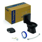 CONJUNTO BACIA COM CAIXA ACOPLADA 3/6 L PRETO + KIT INSTALAÇÃO + ASSENTO THEMA