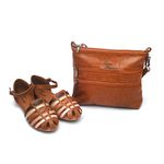 KIT Bolsa Feminina Caramelo + Sandália Feminina Lana Pimenta