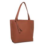 Bolsa Feminina Grande com Alça Transversal Marrom Claro Handbag Santucci 