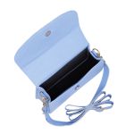 Bolsa Mini Bag Bolsinha Azul Claro Pequena Feminina De Mão E Transversal Festa Sofisticada 