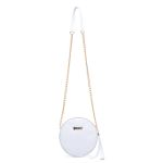 Bolsa Feminina Branco Pequena Redonda Elegante Alça Transversal Santucci