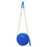 Bolsa Feminina Azul Pequena Redonda Elegante Alça Transversal Santucci