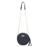 Bolsa Feminina Preto Pequena Redonda Elegante Alça Transversal Santucci