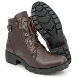 Bota Coturno Feminino Couro Café BR2 Lady Zíper Lateral 