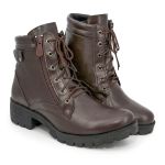 Bota Coturno Feminino Couro Café BR2 Lady Zíper Lateral 