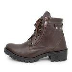 Bota Coturno Feminino Couro Café BR2 Lady Zíper Lateral 