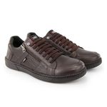 Sapatenis Masculino Conforto Couro Café Ziper BR2