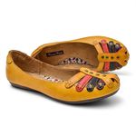 Sapatilha Feminina Couro Amarela Colorida Bico Redondo 3001 Confort Bruna Paula