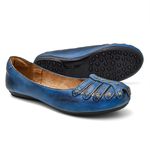 Sapatilha Feminina Couro Azul Bico Redondo 3001 Confort Bruna Paula
