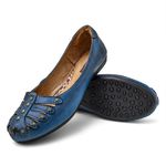 Sapatilha Feminina Couro Azul Bico Redondo 3001 Confort Bruna Paula