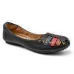 Sapatilha Feminina Couro Preto e Cores Bico Redondo 3001 Confort Bruna Paula