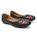 Sapatilha Feminina Couro Preto e Cores Bico Redondo 3001 Confort Bruna Paula