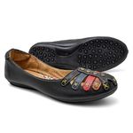 Sapatilha Feminina Couro Preto e Cores Bico Redondo 3001 Confort Bruna Paula