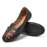 Sapatilha Feminina Couro Preto e Cores Bico Redondo 3001 Confort Bruna Paula