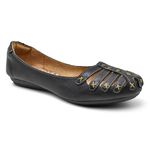 Sapatilha Feminina Couro Preto Bico Redondo 3001 Confort Bruna Paula