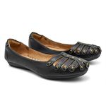 Sapatilha Feminina Couro Preto Bico Redondo 3001 Confort Bruna Paula