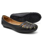Sapatilha Feminina Couro Preto Bico Redondo 3001 Confort Bruna Paula