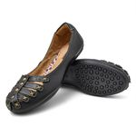 Sapatilha Feminina Couro Preto Bico Redondo 3001 Confort Bruna Paula