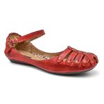 Sapatilha Feminina Couro Vermelho Bico Redondo 3004 Confort Bruna Paula