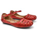 Sapatilha Feminina Couro Vermelho Bico Redondo 3004 Confort Bruna Paula