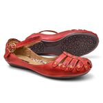 Sapatilha Feminina Couro Vermelho Bico Redondo 3004 Confort Bruna Paula