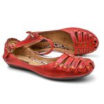 Sapatilha Feminina Couro Vermelho Bico Redondo 3004 Confort Bruna Paula