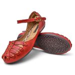 Sapatilha Feminina Couro Vermelho Bico Redondo 3004 Confort Bruna Paula