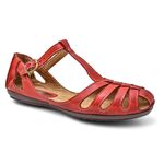 Sapatilha Feminina Couro Vermelho Bico Redondo Confort Bruna Paula