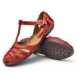 Sapatilha Feminina Couro Vermelho Bico Redondo Confort Bruna Paula