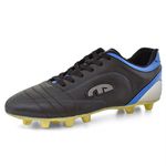 Chuteira Masculina Para Campo Trava Fixa Preto e Azul EGM