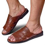 Sandália Masculina Couro Conhaque Extra Conforto Granado 408