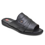 Sandália Masculina Couro Preto Extra Conforto Granado 408