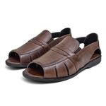 Sandália Masculina Couro Café Extra Conforto Granado