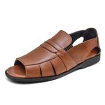 Sandália Masculina Couro Conhaque Extra Conforto Granado
