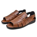 Sandália Masculina Couro Conhaque Extra Conforto Granado