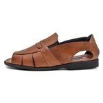 Sandália Masculina Couro Conhaque Extra Conforto Granado