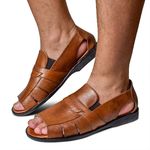 Sandália Masculina Couro Conhaque Extra Conforto Granado