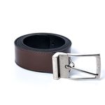 Cinto Dupla Face Masculino em Couro Cafe e Preto 3 cm Tradicional