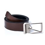 Cinto Dupla Face Masculino em Couro Cafe e Preto 3 cm Tradicional