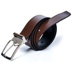 Cinto Dupla Face Masculino em Couro Cafe e Preto 3 cm Tradicional